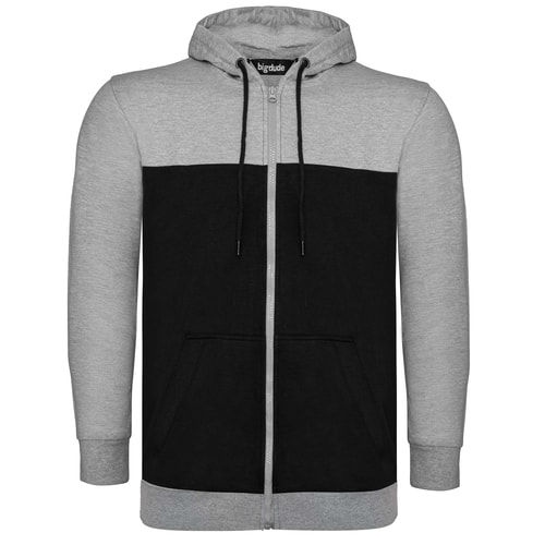 Bigdude Cut & Sew Full Zip Hoody Grey/Black